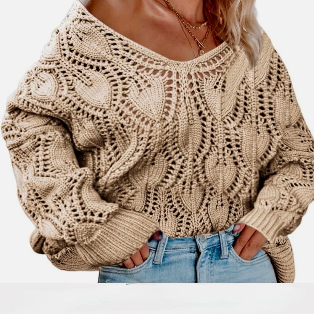 Cream Crochet Sweater